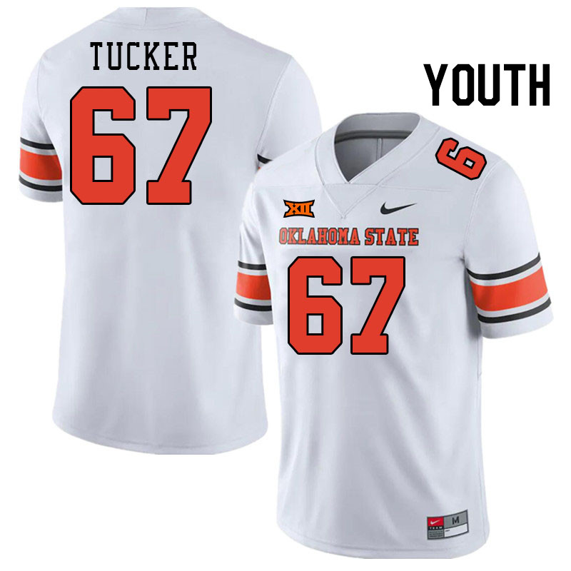 Youth #67 Jaelen Tucker Oklahoma State Cowboys College Football Jerseys Stitched-White - Click Image to Close